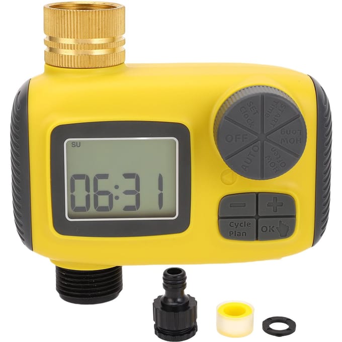 Sproeier Timer met Messing Inlaat Programmeerbare Slangtimer voor Tuin Gazon IP55 Waterdicht Regenvertraging gray