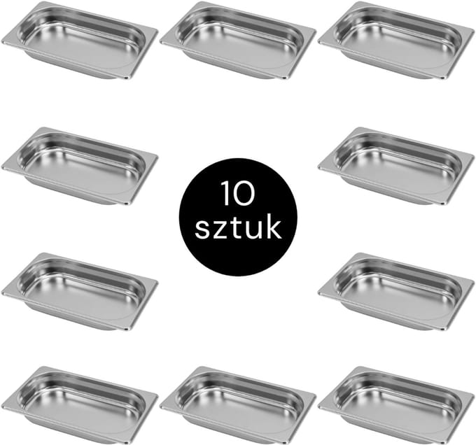 MEGA-M Gastronorm - GN 1/4 Set van 10 stuks - 265x162x40 mm - Roestvrij Staal