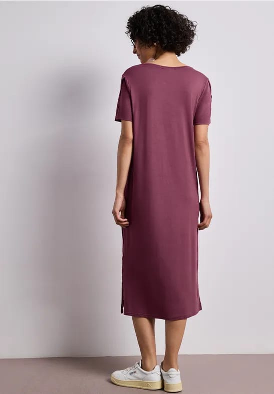 Midi-jurk met korte mouwen en splitdetail