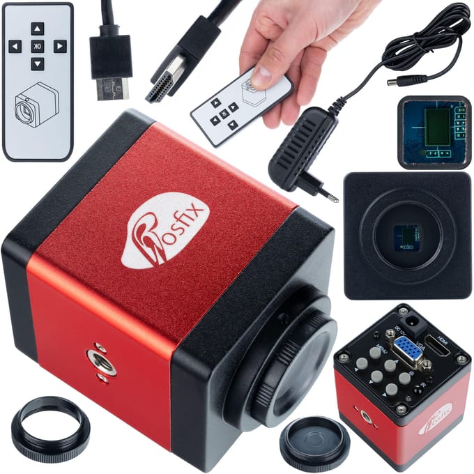 Rosfix Microscoopcamera Draco RED PRO KMDRP-HDMI-VGA - 2MP C-Mount, HDMI/VGA