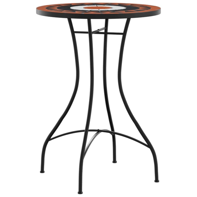 vidaXL - Bistroset - mozaïek - ijzer - en - keramiek - terracottakleurig - en - wit