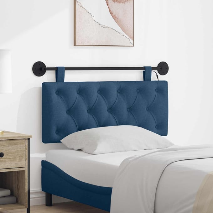 vidaXL - Hangend - hoofdbord - Met - LED-verlichting - Blauw - Stof