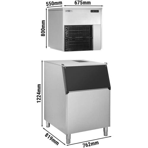 GGM Gastro Flockeneisbereiter - 565 kg / 24 h - inkl. Eisvorratsbehälter Zilver