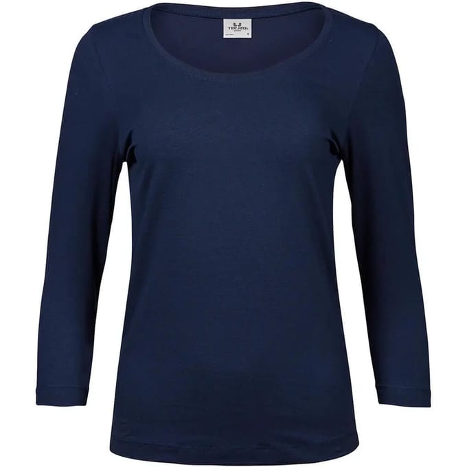 Tee Jays - Dames Stretch 3/4 mouw T-shirt - Navy maat M