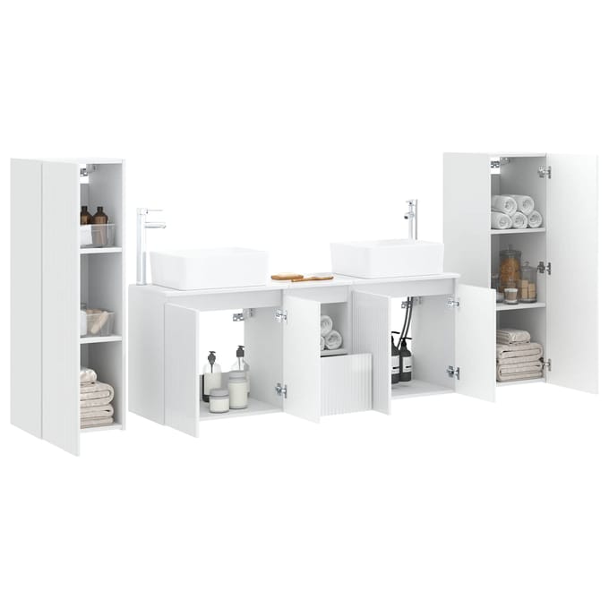 vidaXL - Badkamermeubel - Set - 5 - st - Hoogglans - Wit - 33 - x - 34,5 - x - 100 - cm