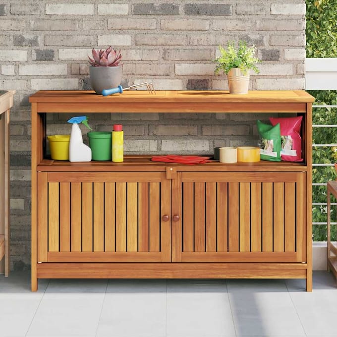 vidaXL - Tuinwandtafel - 110x35x75 - cm - massief - acaciahout