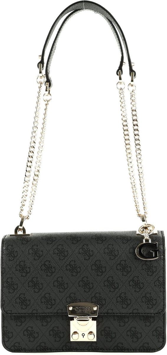 GUESS Schoudertas Eliette Logo Convertible Xbody Flap Coal Logo Donkergrijs
