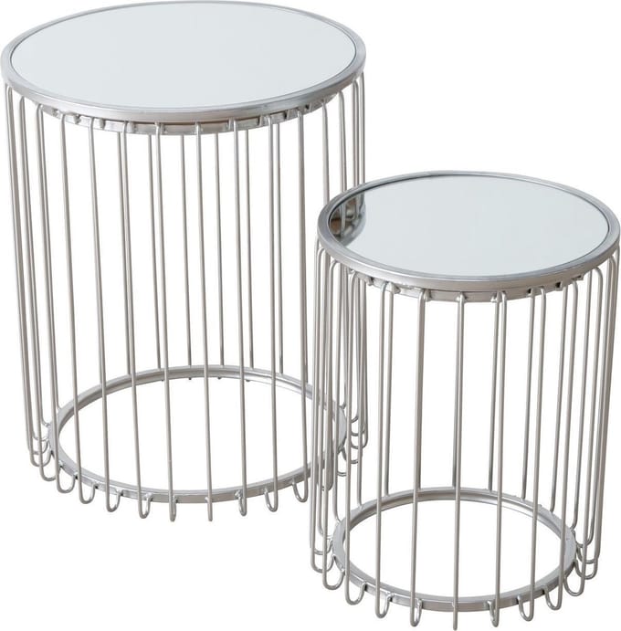 Bijzettafel Zilver Rond set van 2