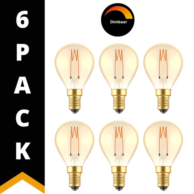 DecoDim LED Kogellampen Amber E14 - Bol Ø 4.5 cm - Dimbaar - Extra warm wit - 6 lampen - Filament lamp