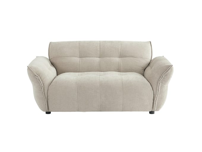 Vente-unique Driezitsbank en fauteuil van beige gechineerde stof NAPIZO