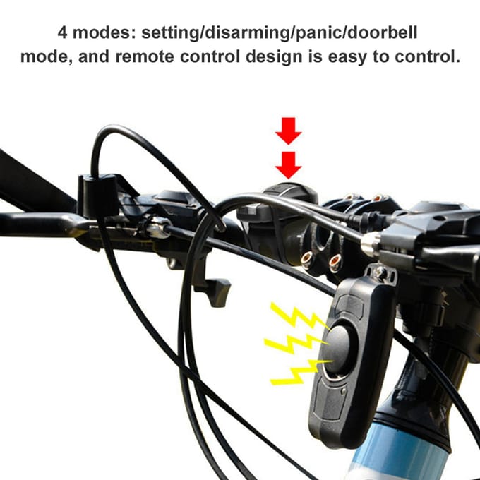 Fiets Motorfiets Draadloze Afstandsbediening USB Opladen Vibratie Beveiligingsalarm Anti Diefstal Melder black