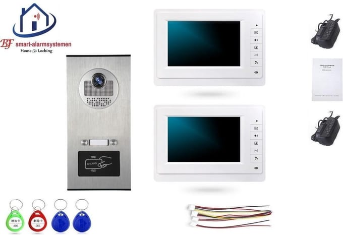Home-Locking complete deur intercom/videofoon met 2 binnen panelen.DT-1475-1-2