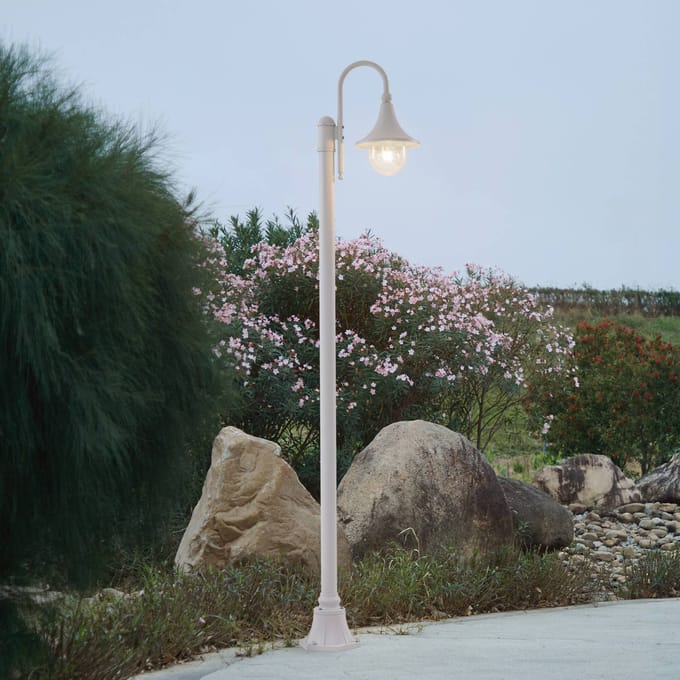 Lindby buitenlamp Daphne, 220 cm, wit, metaal, E27