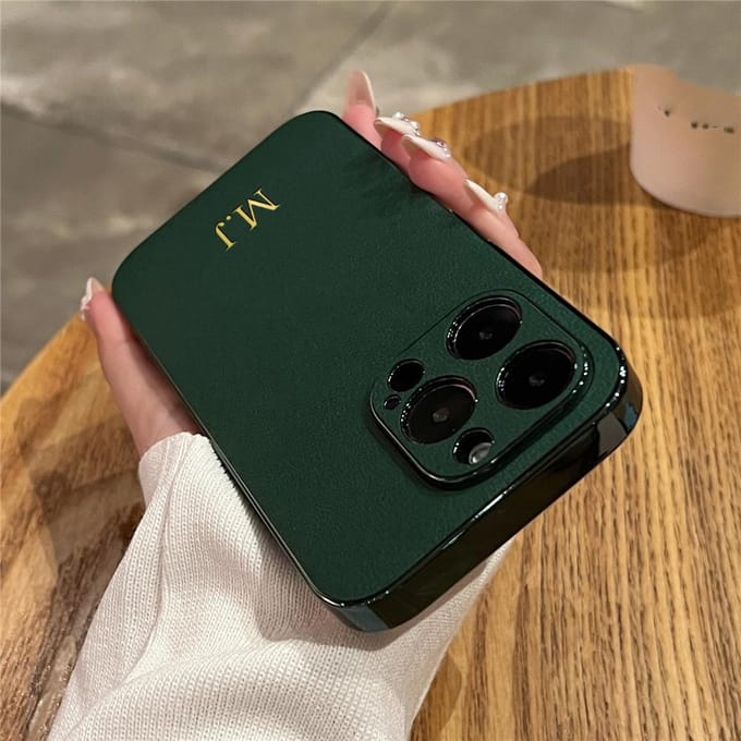 Coque Personnalisée avec Nom Pour iPhone 14 13 12 11 15 16 Pro Max Initiales Cuir Souple Placage Bumper 16 15 Pro Max for iphone 16 Plus brown