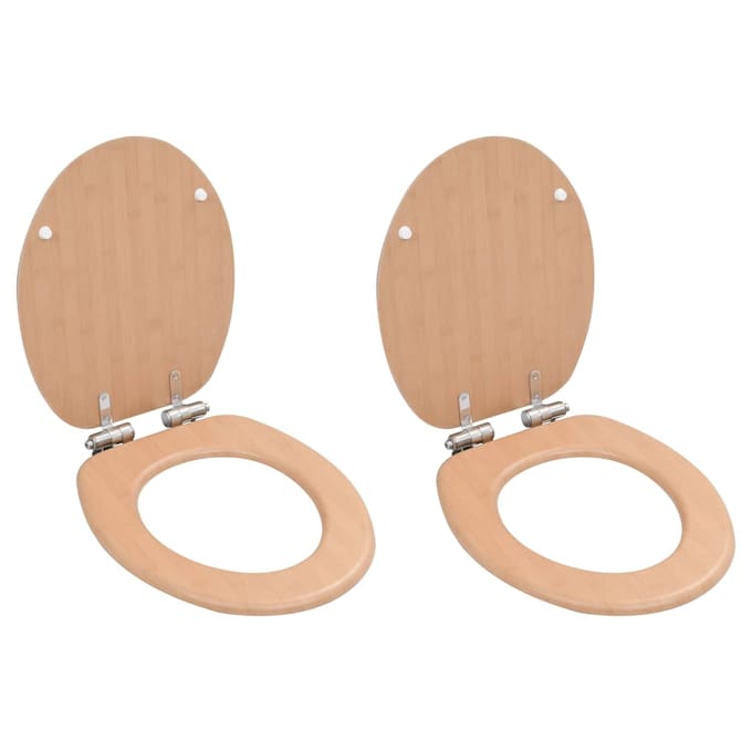 vidaXL - Toiletbrillen - 2 - st - met - soft-close - deksels - MDF - bamboeontwerp