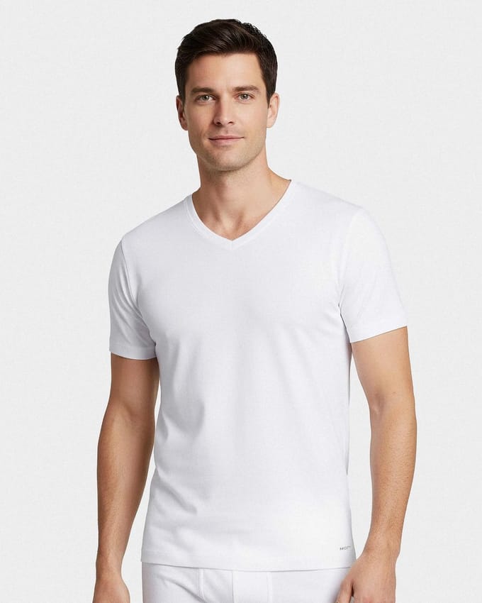 Impetus Innovation Heren T-Shirt V-Hals Korte Mouw Wit Wit L