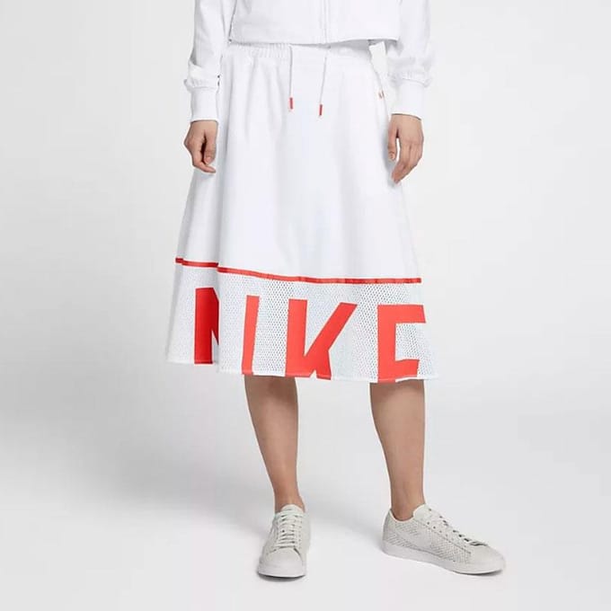 Jupes Longues Décontractées Nike pour Femmes Blanc Moyen Longueur Modérée Jupe Coupe A 893662-100 L white