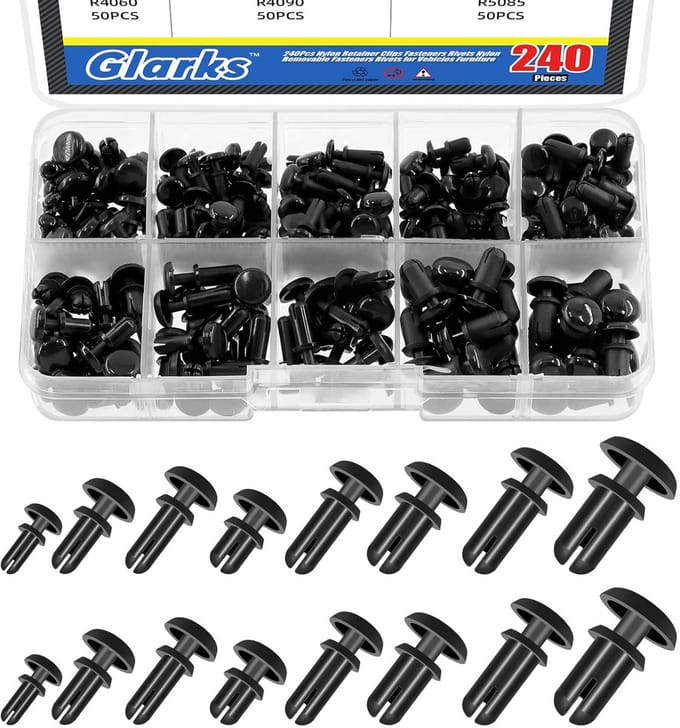 240 Stuks Nylon Pushklinknagels voor Auto: 8 Maten Bumper Retainer Clips