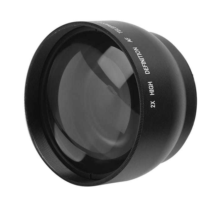 52MM 2X Vergroting Extra Lens van Aluminiumlegering voor Alle Cameraobjectieven met 52MM Diameter black