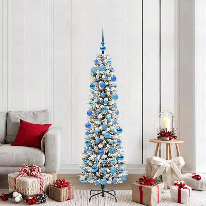 vidaXL - Kunstkerstboom - Wit - 180 - cm - PVC - en - Metaal - en - Plastic