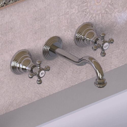Kronenbach IOTA 2.0 three-hole wall-mounted washbasin faucet 17.5 cm 54909CRKB