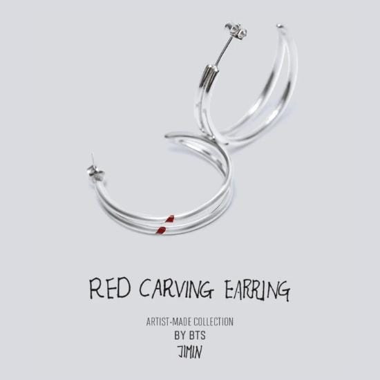 BTS Jimin Red Carving-oorbellen beige