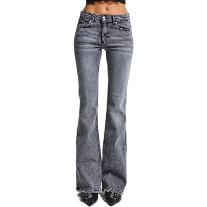 It's Basic - Flare Mid Rise Jeans - Light Gray