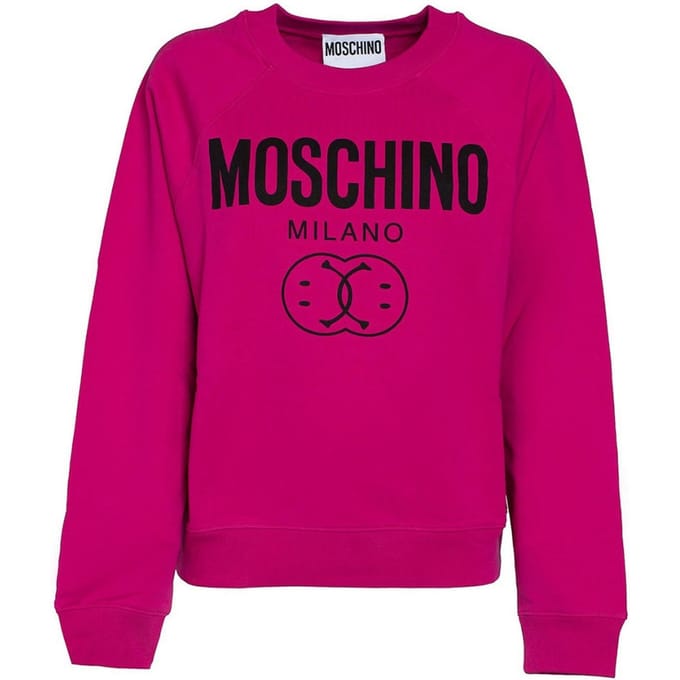 Moschino Milano Dubbele Smiley Fuxia-trui
