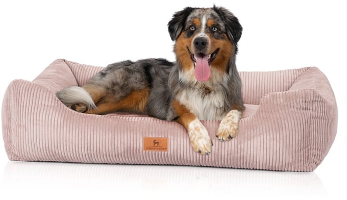 Knuffelwuff hondenbed van ribfluweel met handgeweven uiterlijk Olivia M-L 85 x 63 cm roze