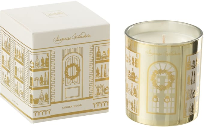 J-Line geurkaars Surprise Window - wit/goud