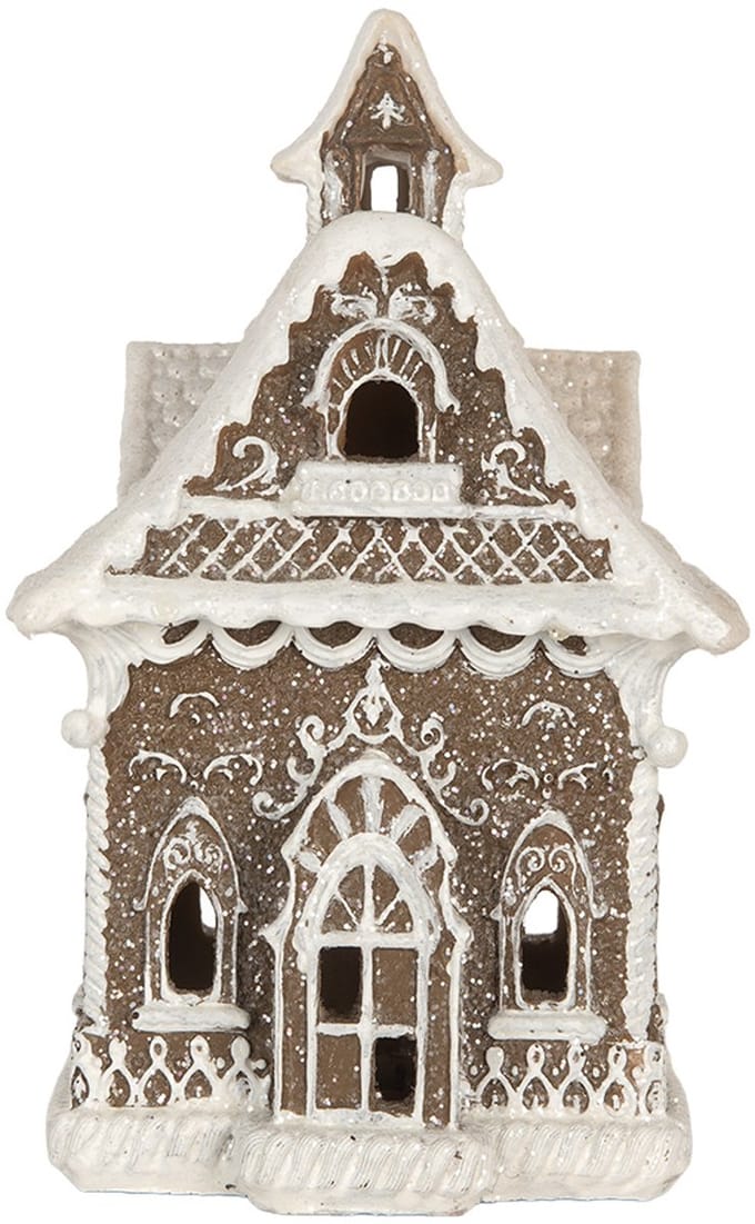 Clayre & Eef Gingerbread house met LED 13x12x20 cm Bruin Kunststof
