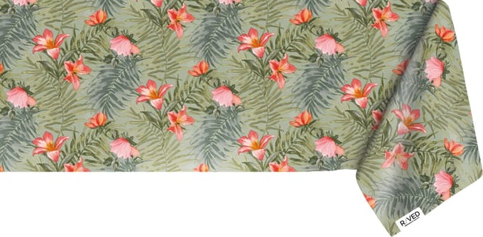 Raved Tafelzeil - 140 cm x 220 cm – Rood Bloesem – PVC Afwasbaar