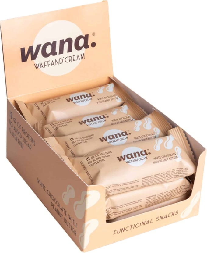 Wana | Waffand' Cream | White Chocolate With Peanut Butter | 12 Stuks | 12 x 43 gram