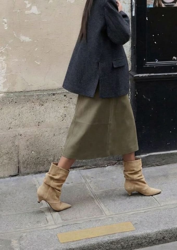 Sacha - Dames - Beige suède enkellaarsjes met hak - Maat 37