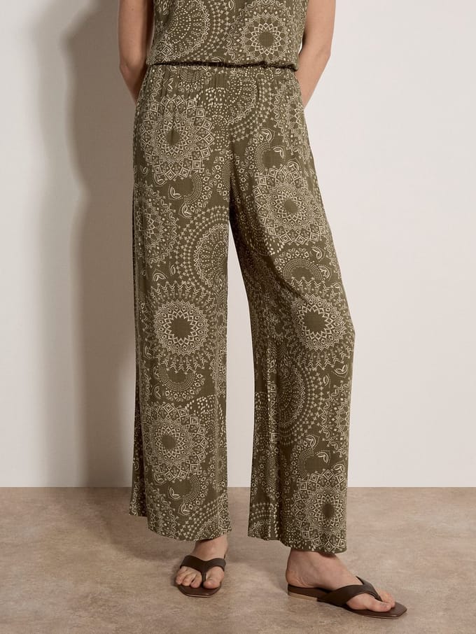 Geweven broek met caleidoscoopprint