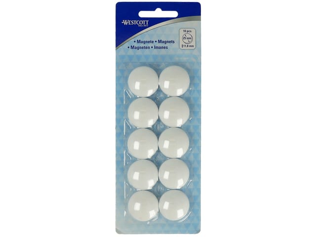 Westcott magneten - Ø 25x11,8mm - wit- 10 stuks - AC-E10808