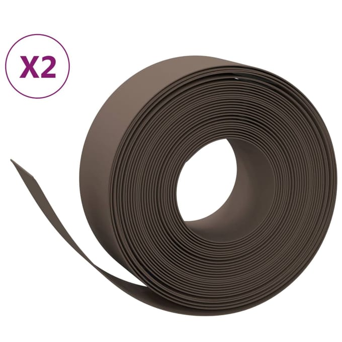 vidaXL - Tuinranden - 2 - st - 10 - m - 20 - cm - polyetheen - bruin