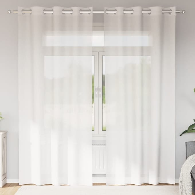 vidaXL - Gordijnen - voile - met - doorvoertules - 2 - st - wit