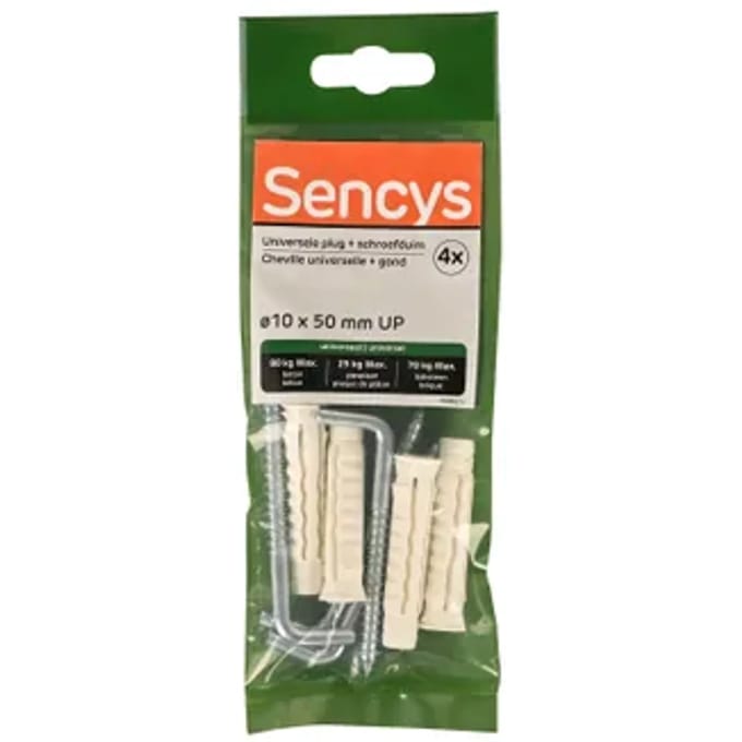 Sencys Universele Plug Nylon - Diam. 10x50mm - 4 Stuks