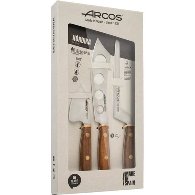 Kaasmes Set - ARCOS - Nordika - Nitrum® Roestvrij Staal - Ovengkol Hout - 3 stuks