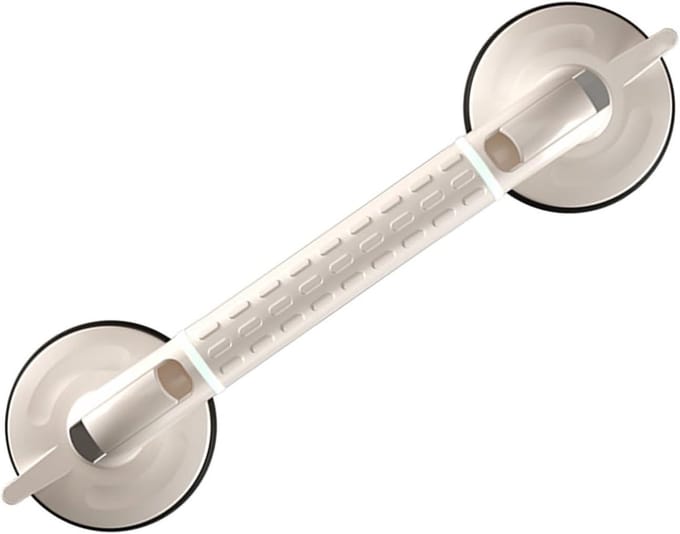 Herbruikbare douchegreep - Veiligheidshandgreep bad - Veilig douchen - Sterke zuignapbevestiging - L-46cm - Wit