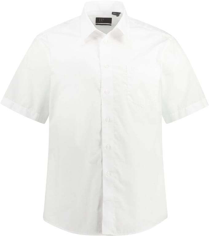 JP 1880 - Heren - Overhemd business halve mouw variabele kraag EasyCare - Sneeuwwit - Maat L