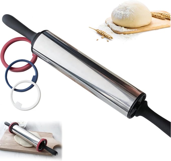 Deegroller Roestvrij Staal - Bakaccessoires - Bakken Thuis - Verstelbare Dikte - 48 cm - Zilverkleurig