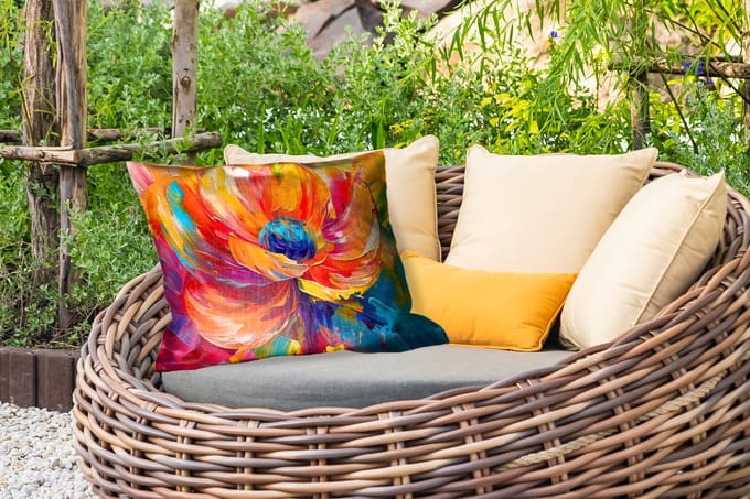Buitenkussens - Tuin - Bloem - Verflook - Modern - Abstract - Kleuren - 50x30 cm