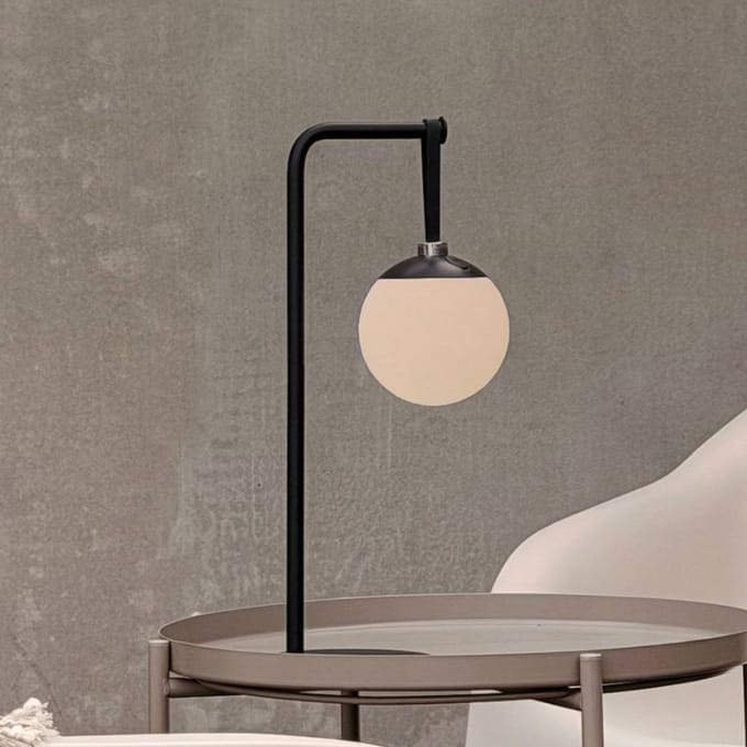 Dyberg Larsen Odin LED-decolamp op accu, zwart/wit, IP44