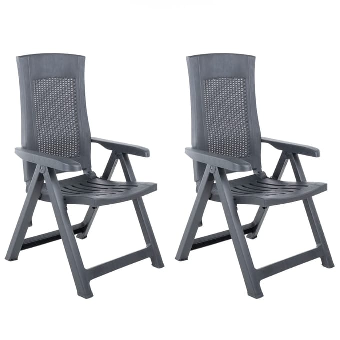 vidaXL - Verstelbare - klapstoelen, - 2 - stuks, - antracietkleurig - kunststof