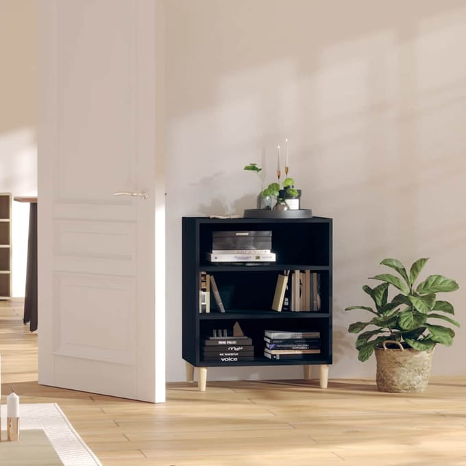 vidaXL - Dressoir - 57x35x70 - cm - bewerkt - hout - zwart