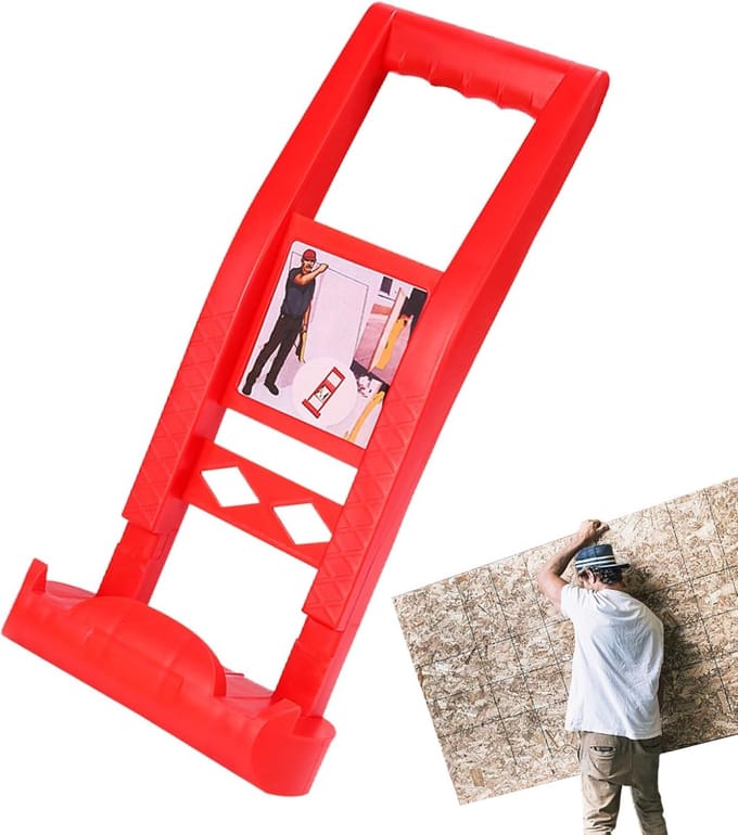 Gipsplaat lifter - Paneelhouder Plankgreep - Platen Verplaatsen - Ergonomisch Ontwerp - 36.5 cm - Rood