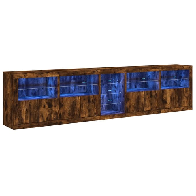 vidaXL - Dressoir - met - LED-verlichting - 283,5x37x67 - cm - gerookt - eikenkleur