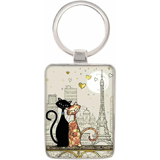 Rechthoekige sleutelhanger h017 paris amoureux Kiub Bug Art